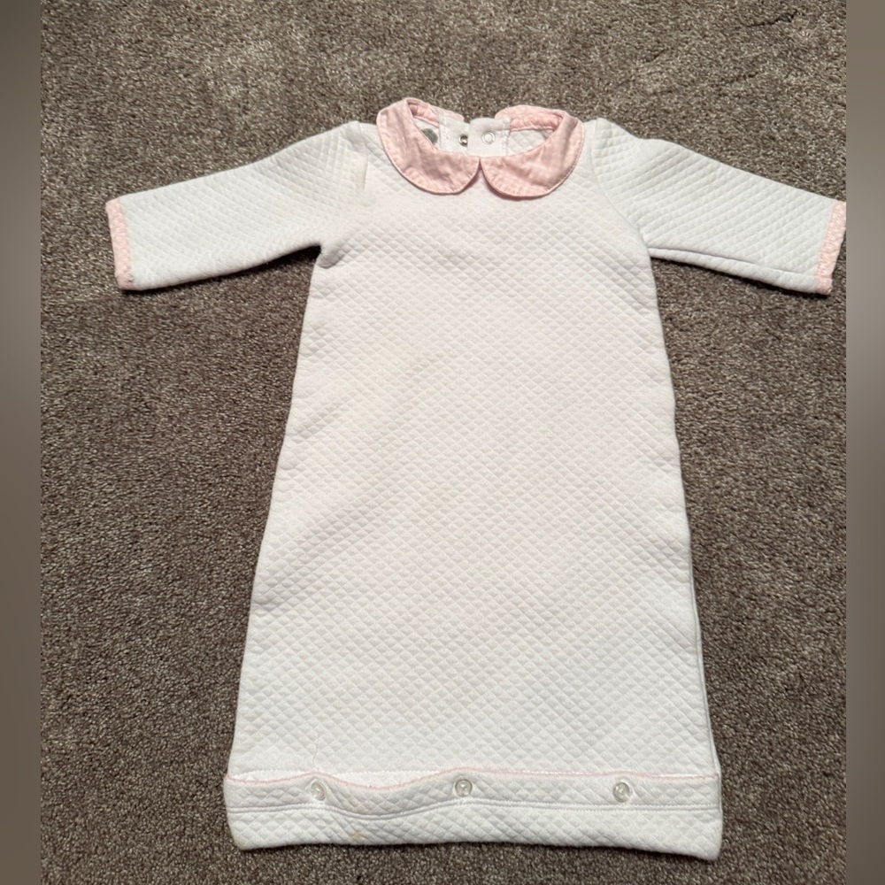 Mud Pie White and Pink quilted Gown